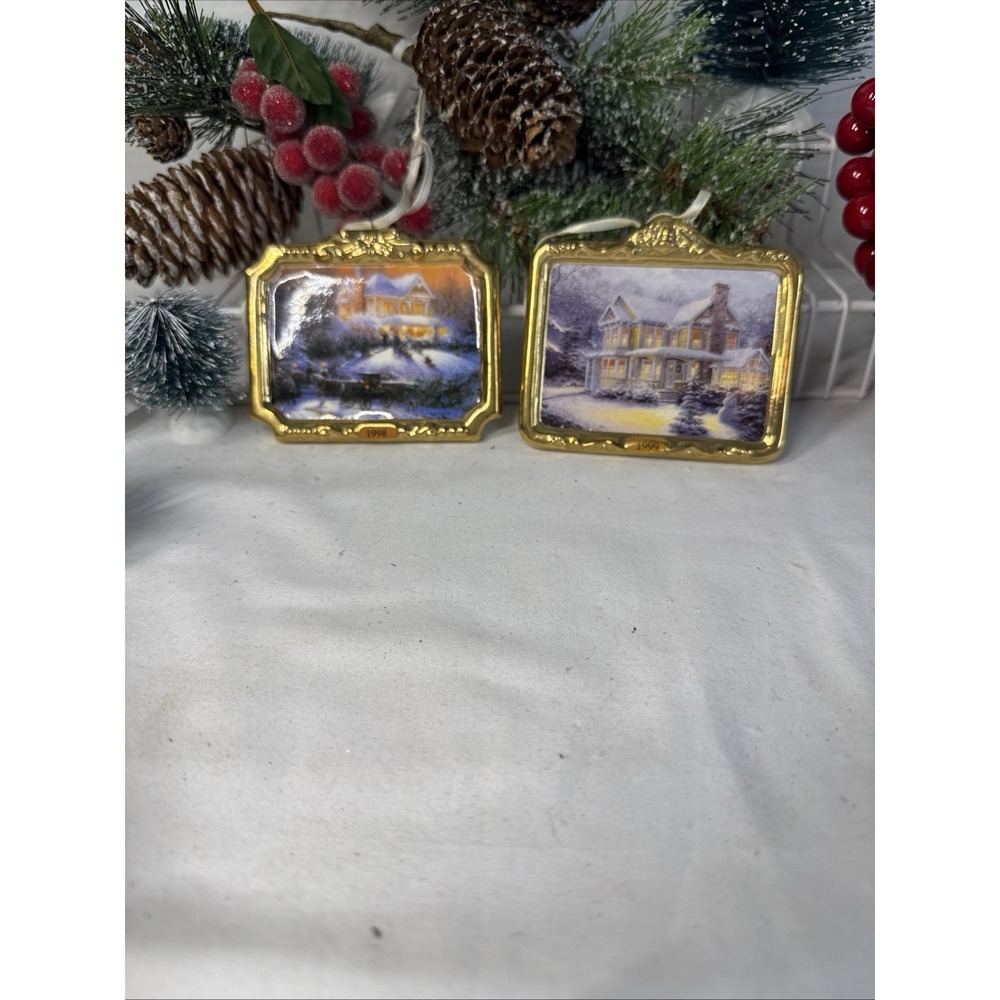 Lot Of 2 1998 1999 Thomas Kinkade,painter Of` Light`hallmark Ornaments